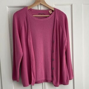 Original Island Sport Women's Pink Sweater Cardigan Set Silk Golf Preppy Medium